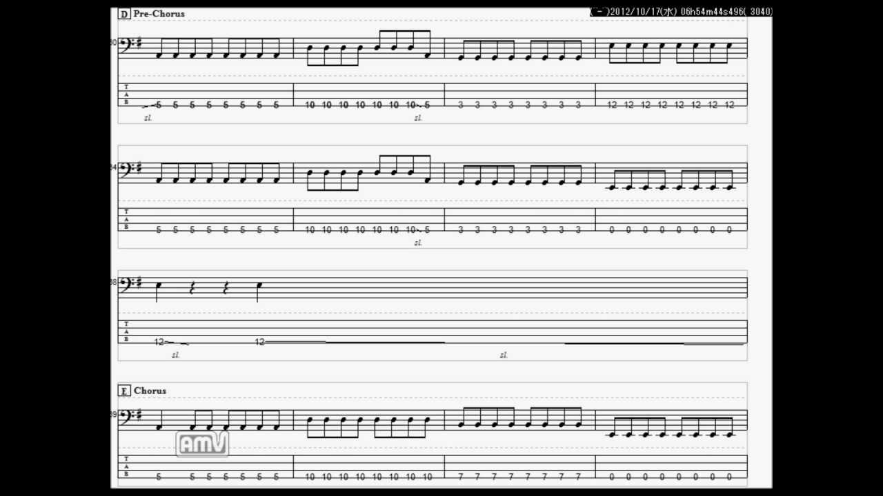 椎名林檎　君ノ瞳ニ恋シテル　ベースTAB譜