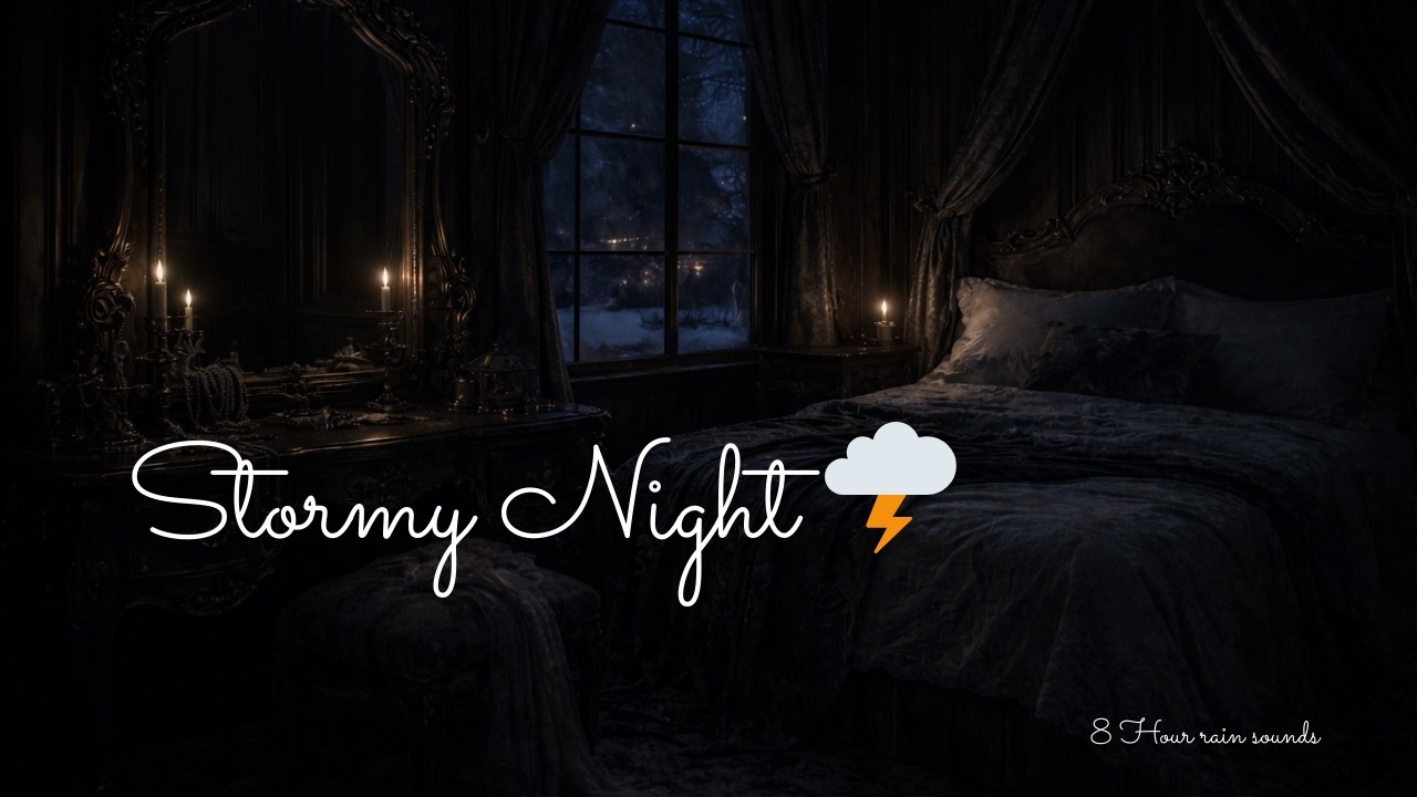 🌩️ Stormy Night in a Victorian Bedroom / Cozy Sleep Ambience / 8 Hour Sleep Sounds ✨🌙