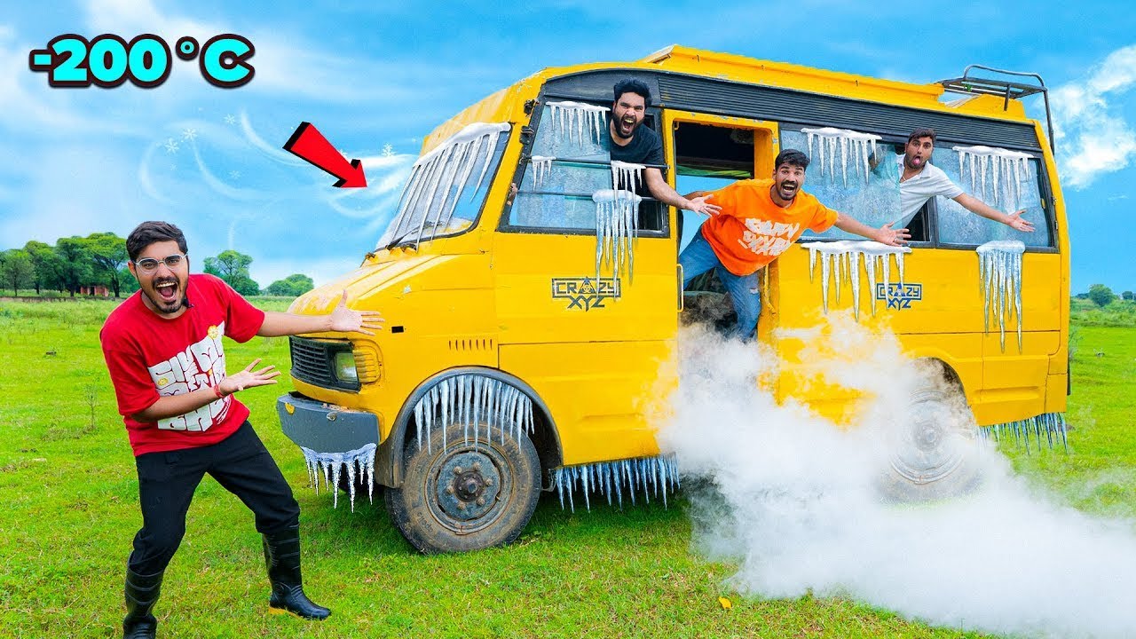 crazy xyz new video :👉 We Made Coldest Bus In The World🥶   इसमें इंसान की कुल्फी जम जाएगी