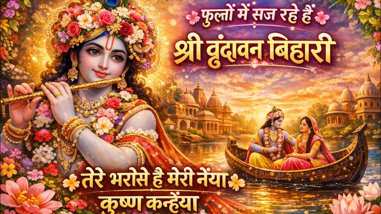 फूलों में सज रहे हैं श्री वृंदावन बिहारी| तेरे भरोसे है मेरी नैया है मथुरा के कृष्ण कन्हैया|