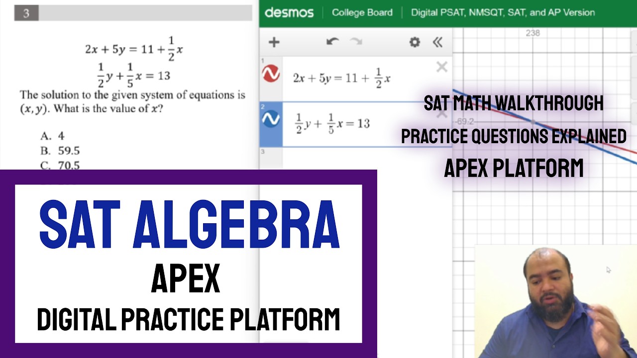 SAT Algebra: Apex Online Digital Practice Platform | SAT Math Walkthrough | Tariq's Class