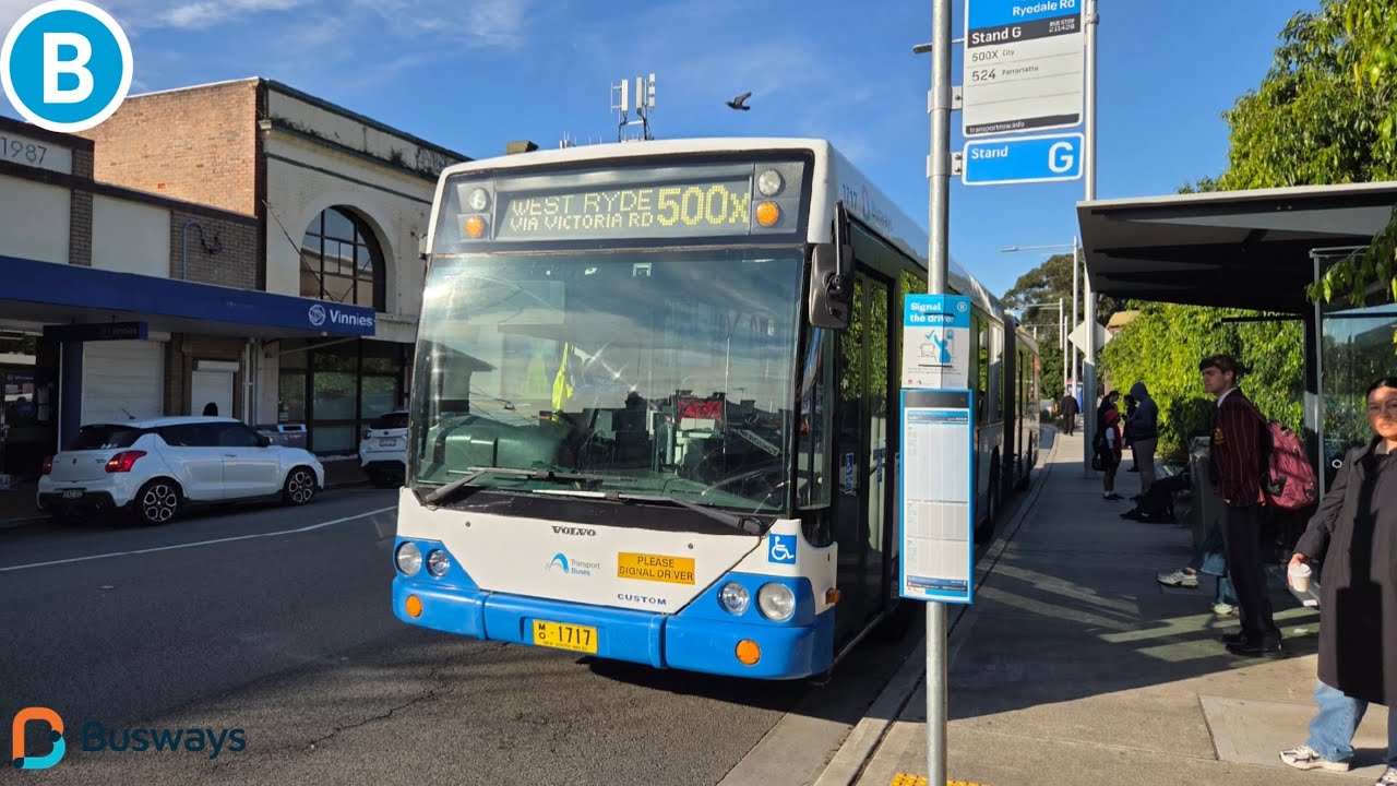 Busways North West Ryde m/o 1717 Volvo B12BLEA Euro 3 Custom Coaches CB60 bus ride