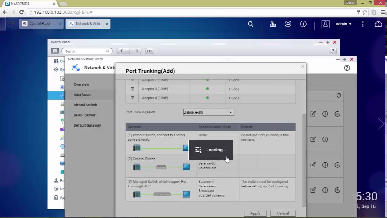 Balance-alb port trunking on a QNAP TS-453A