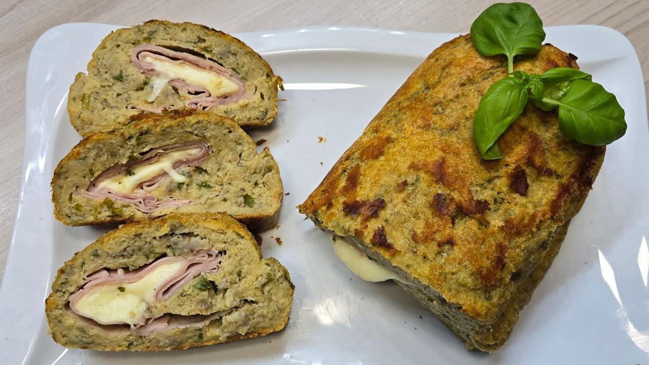 FANTASTICO POLPETTONE DI MELANZANE RIPIENO GOLOSISSIMO CON FORMAGGIO FILANTE E PROSCIUTTO COTTO!