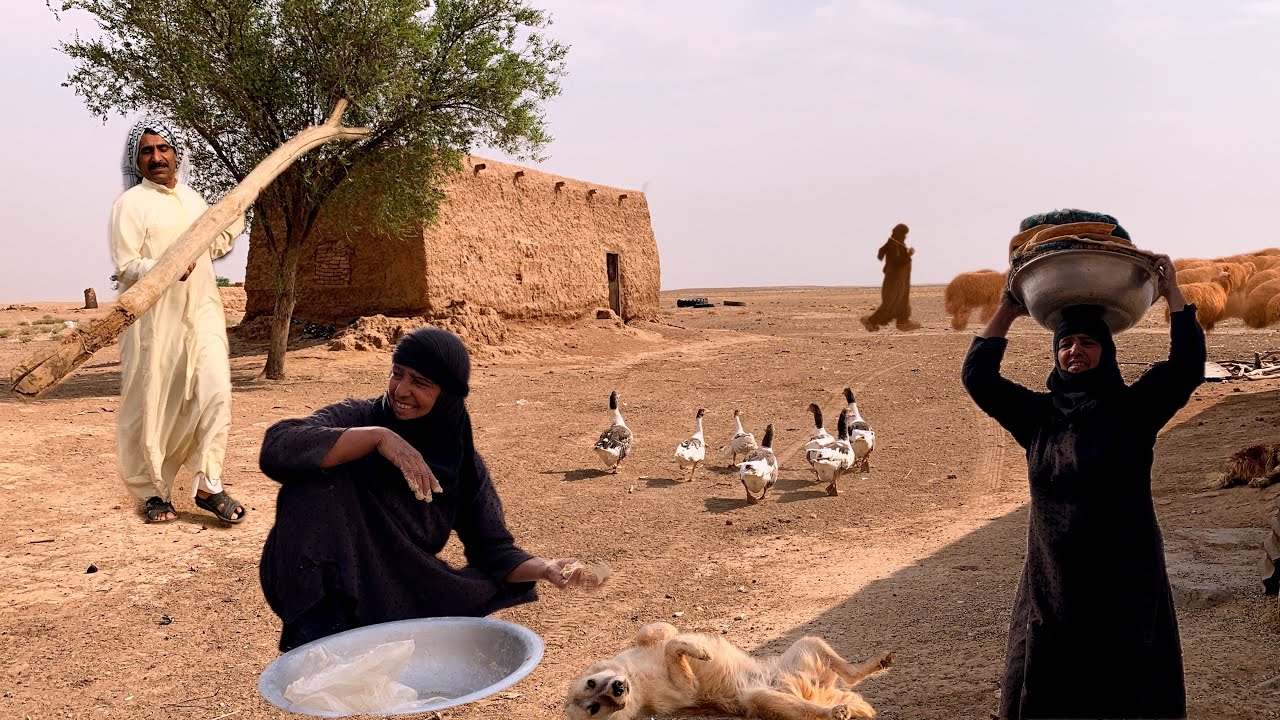 Traditional Desert village life in Iran | Arab lifestyle | rural living in Desert | Mud house
