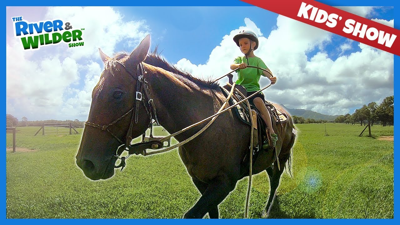 FIRST TIME! Little kids ride BIG horses in Hawaii | Family fun