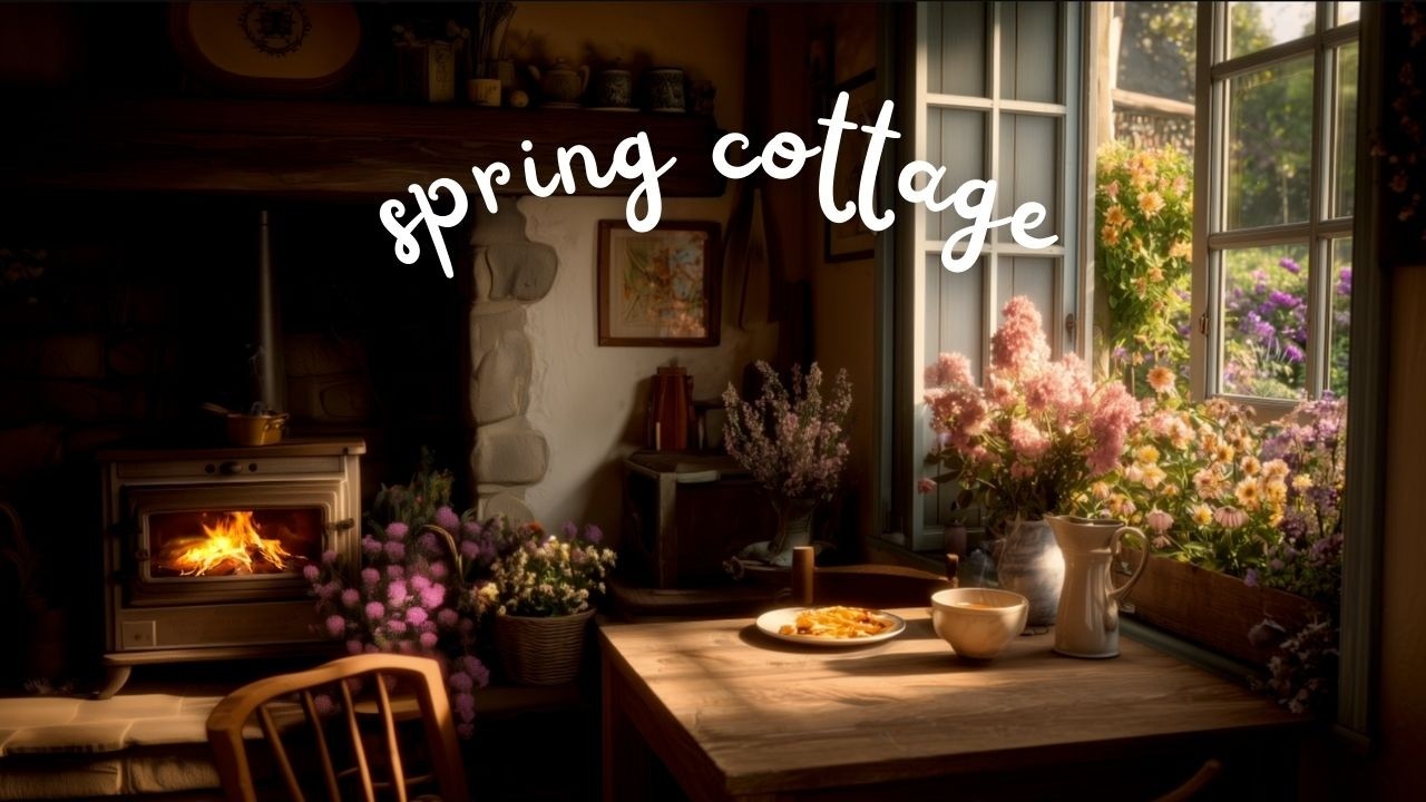 Cozy Spring Ambience 🌳 Birds Singing & Fireplace at the Cottage