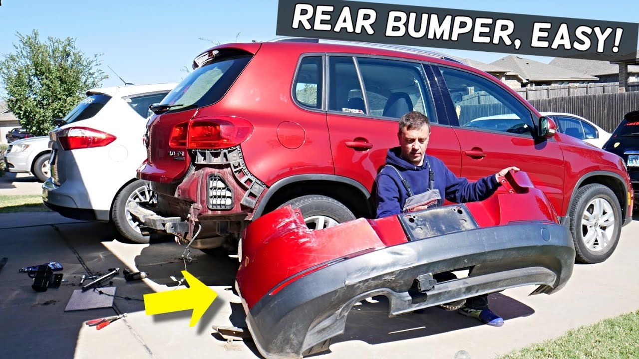 Замена и снятие накладки заднего бампера VW TIGUAN 2009 2010 2011 2012 2013 2014 2015 2016 2017