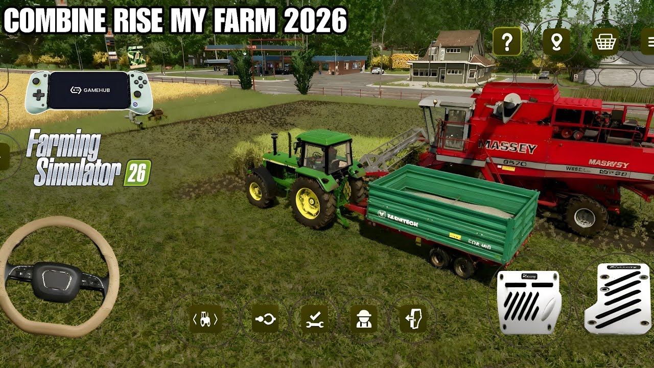 FS26 my farm massey combine cutter rise try to used 2026