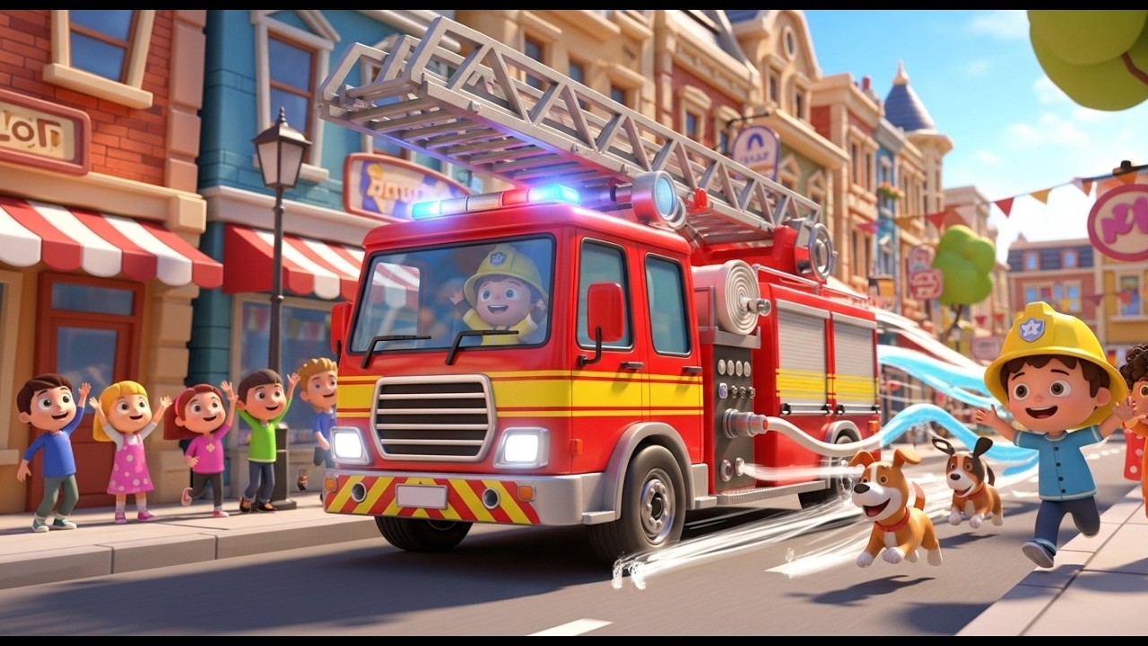 Wheels on the Fire Truck Vehicle Version for Kids | Fire Engine Song, Popular Nursery Rhymes