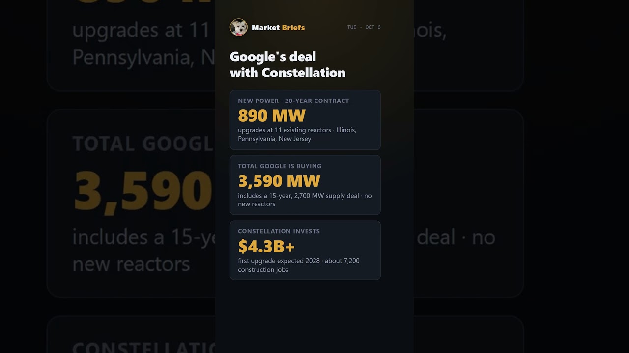 Google Nuclear Deal: 20 Years, 11 Old Reactors #shorts