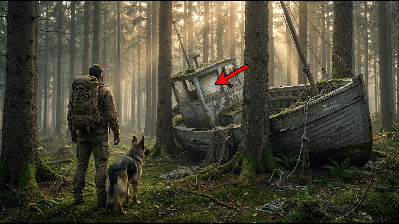 Veteran and His Dog Discovered an Old Fishing Boat in the Trees — A Map Was Still Pinned Up
