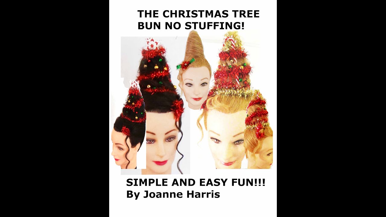 Christmas Hair How to do my Original Christmas tree bun no filler. Easy by joanne Harris