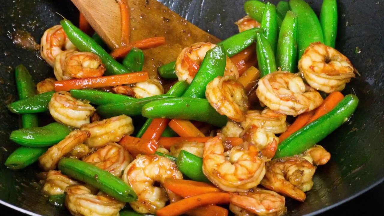 Shrimp-vegetable stir fry