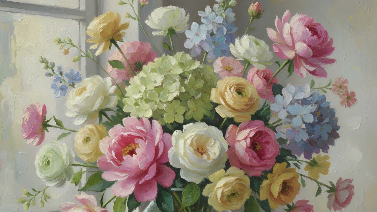 Flowers UHD TV Art Silent Screensaver | Nature TV Wallpaper l 2 Hour TV Art | Oil Painting