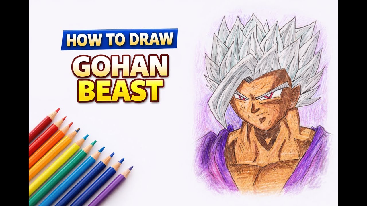 How to Draw Gohan Beast Power 🔥 | Dragon Ball Super Drawing | Step by Step