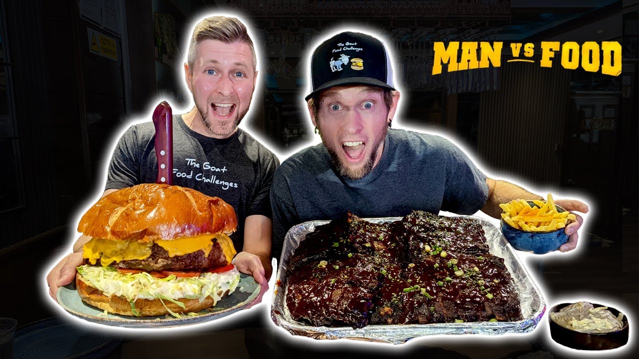 MAN vs FOOD BELLY BUSTER £350 PRIZE - 7 POUND 3KG BURGER FOOD CHALLENGE | UK Tour #1