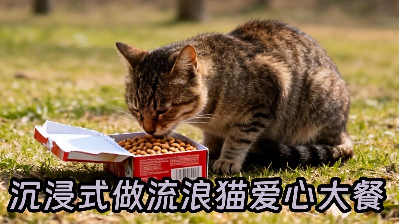 親手做貓飯喂流浪貓，它們圍上來眼神全是期待，吃完還蹭過來撒嬌太治癒！