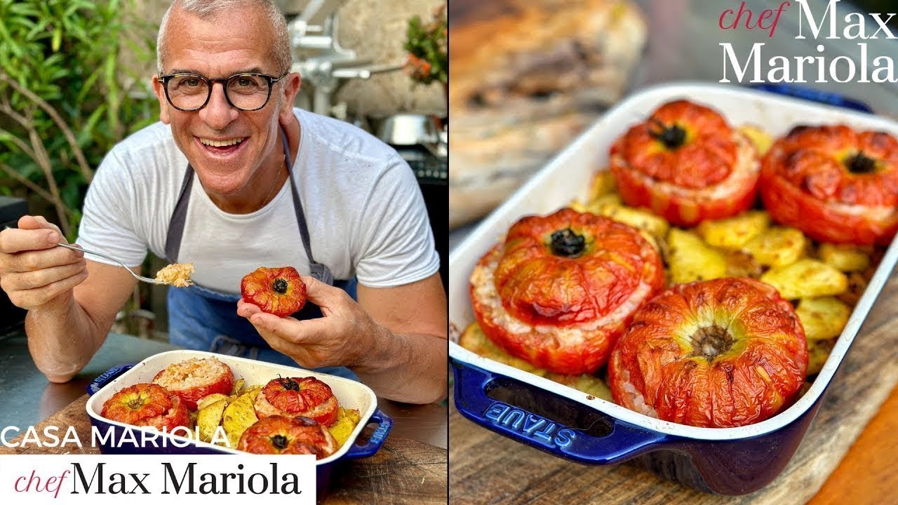 POMODORI RIPIENI DI RISO AL FORNO con Patate - La Vera Ricetta Romana di Chef Max Mariola