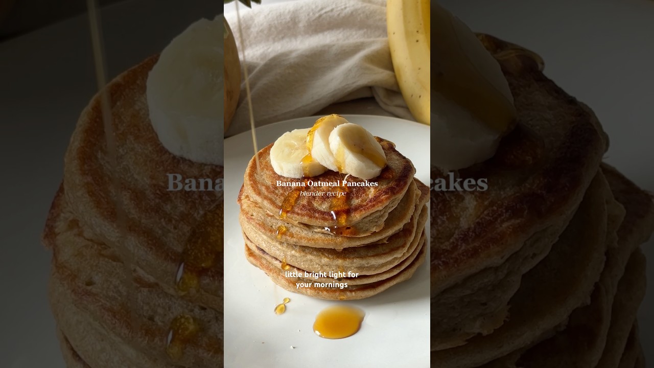 Banana Oatmeal Pancakes with cottage cheese. 🍌GF #pancakesrecipe #bananapancakes #healthybreakfast
