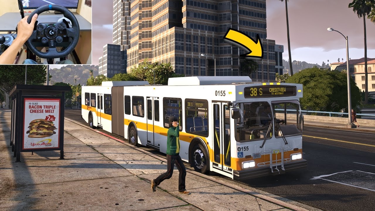 GTA 5 Lets Go Work as City Bus Driver - Steering Wheel Gameplay