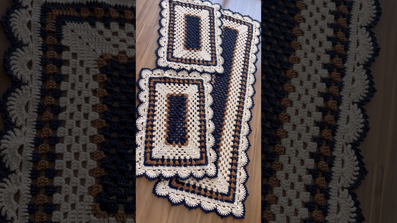 Jogo de cozinha de croch&ecirc; retangular passo a passo tapete de croch&ecirc; retangular tutorial