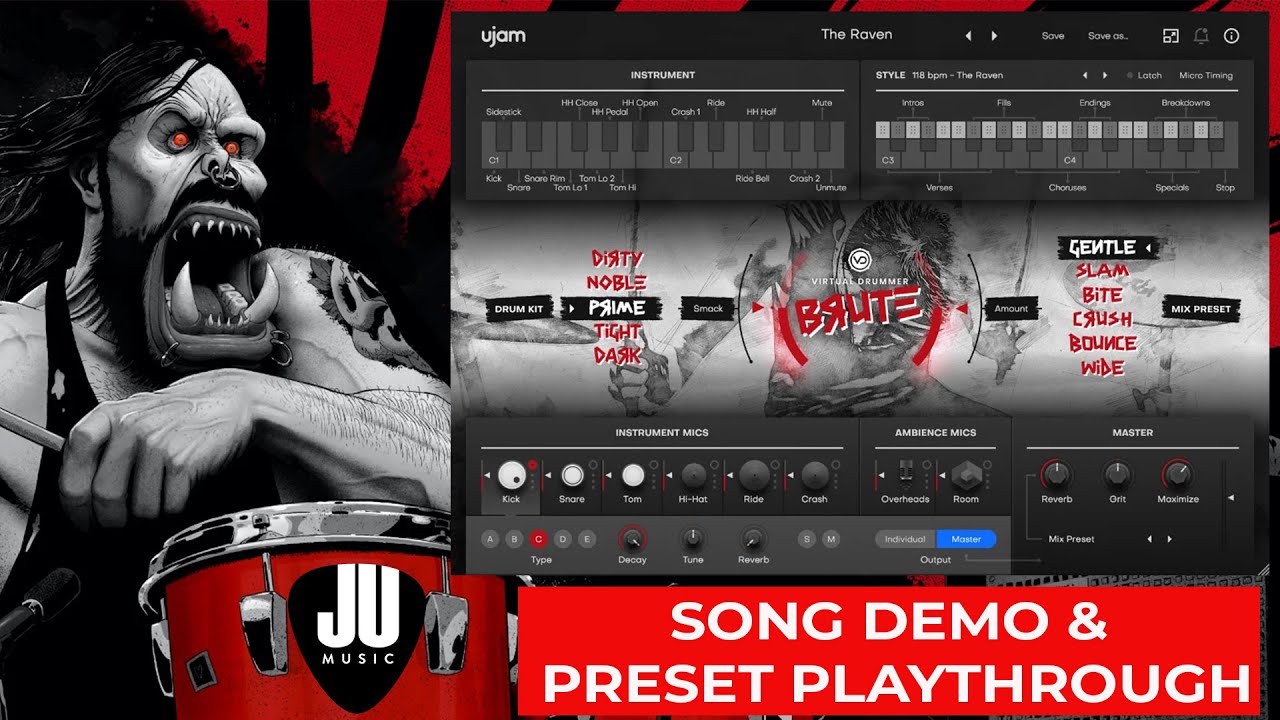 Virtual Drummer BRUTE by UJAM Instruments | Song Demo & Preset Playthrough
