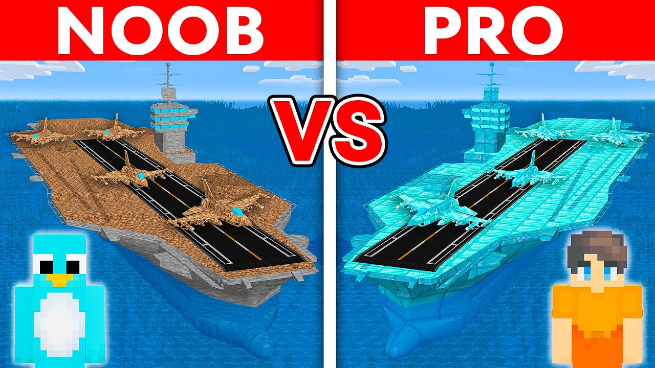 НУБ против ПРО: Испытание постройки АВИАНОСЕЦА в Minecraft