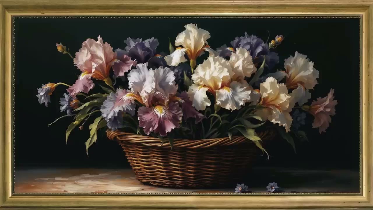 Spring s Embrace Iris  Art Frame TV A Vintage Floral Symphony Art Frame Screensaver 720P