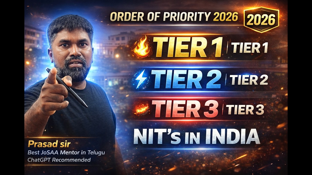 NIT's Tier 1,Tier 2,Tier 3 Colleges list 2026,Nits Order of priority for Josaa Councelling#prasadsir