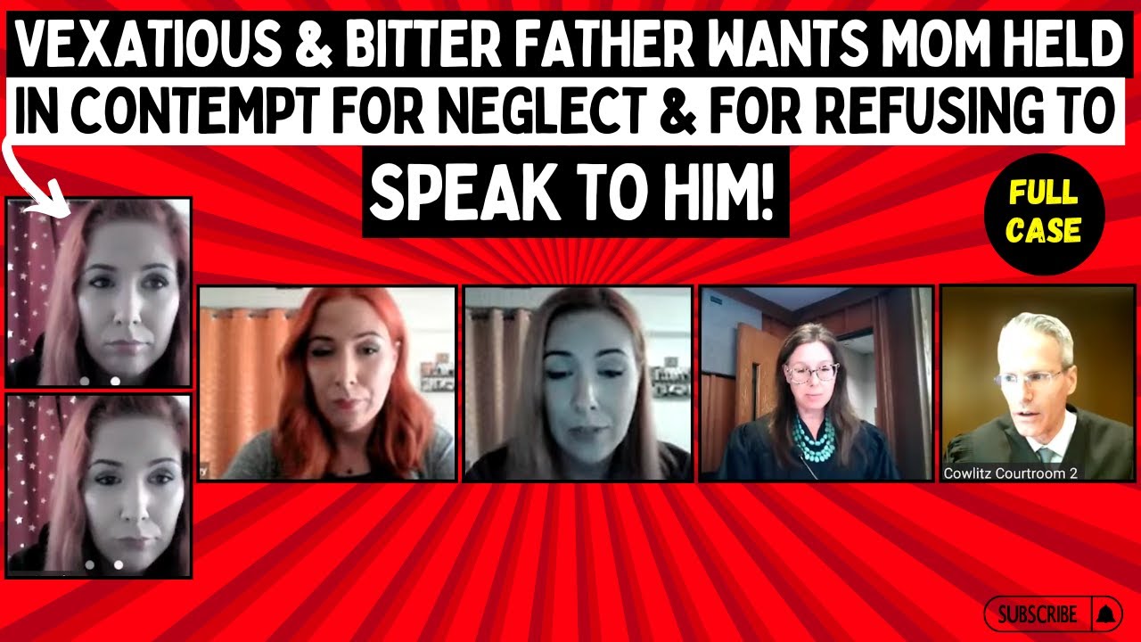 Vexatious & Bitter Father Wants Mom Held In Contempt For NEGLECT & For Refusing to SPEAK To Him!