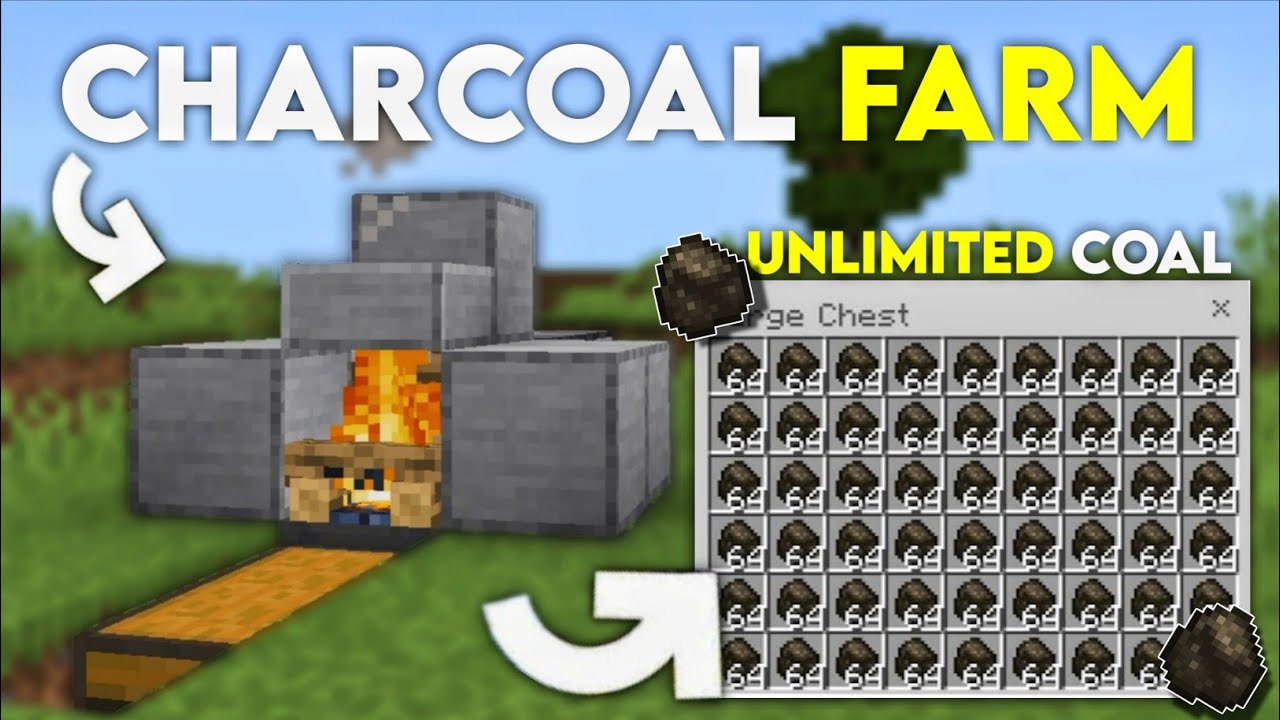 BEST & EASIEST CHARCOAL FARM In Minecraft Bedrock 1.21 (MCPE/PS4)