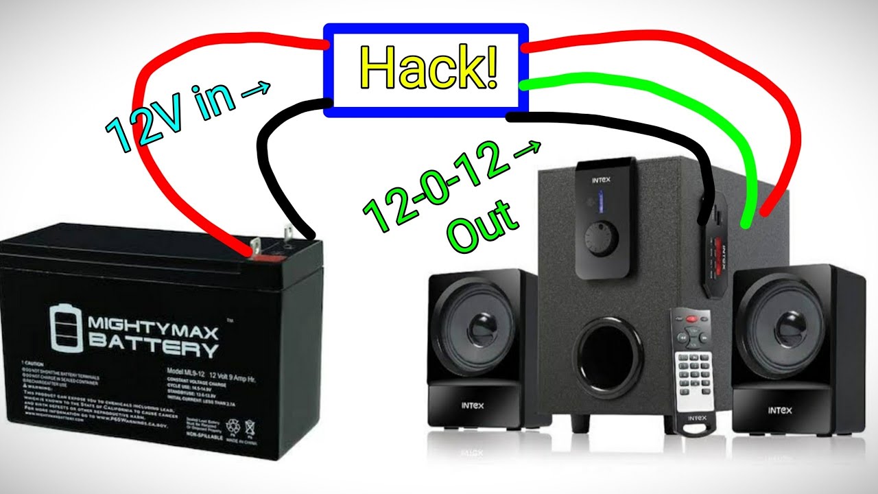 12V battery से hometheter कैसे चलाए! How to play hometheater from 12v single battery