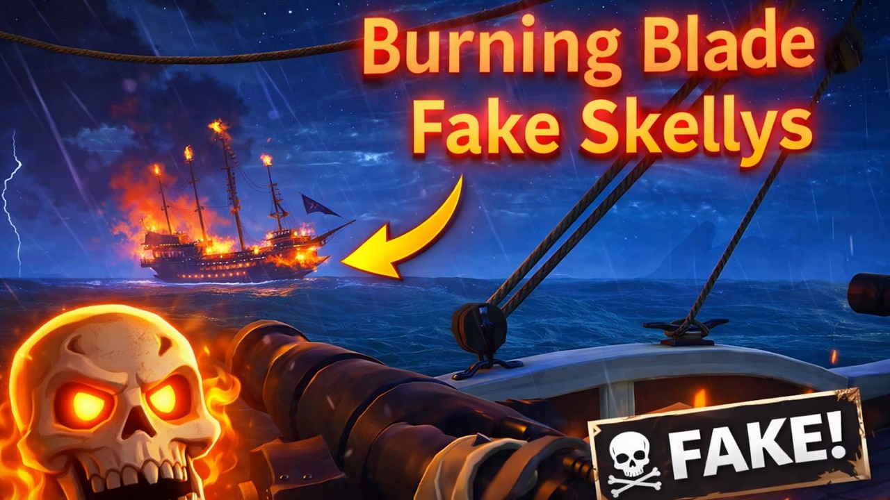 Sinking Some Fake Skelly Curses on Burning Blade - Sea of Thieves