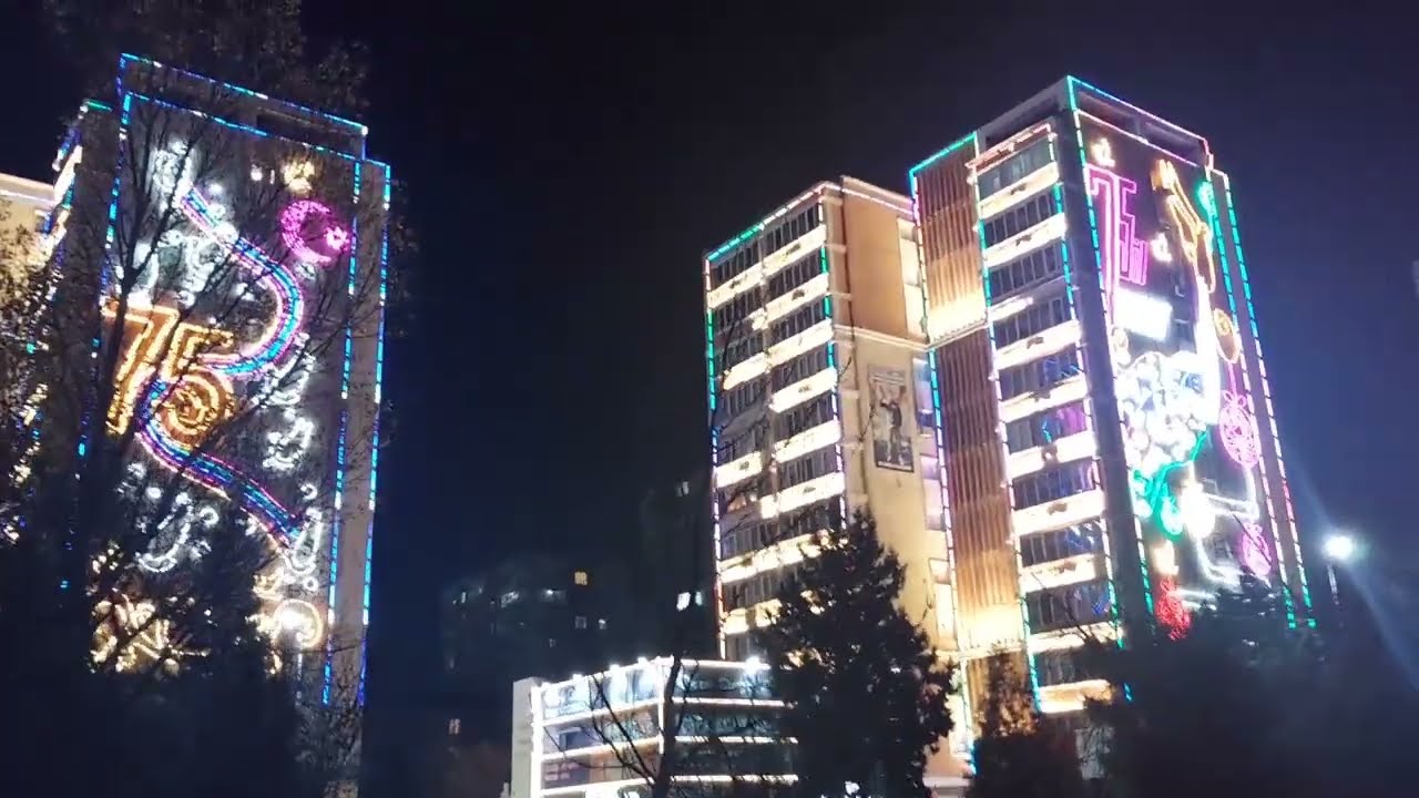 Сумгайыт огни ночного города / Sumqayıt şəhəri 75 illiyi