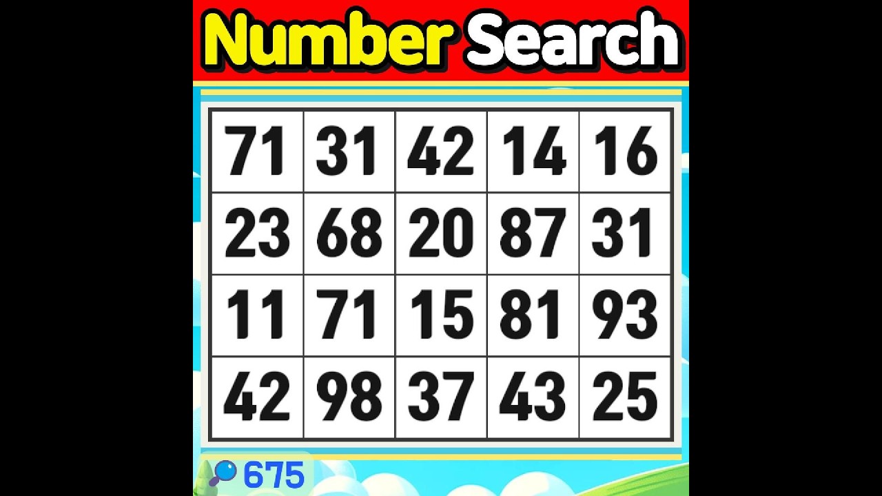 Number Search #675 Can you find them all within 60 seconds?【Match | brain game | puzzle 】
