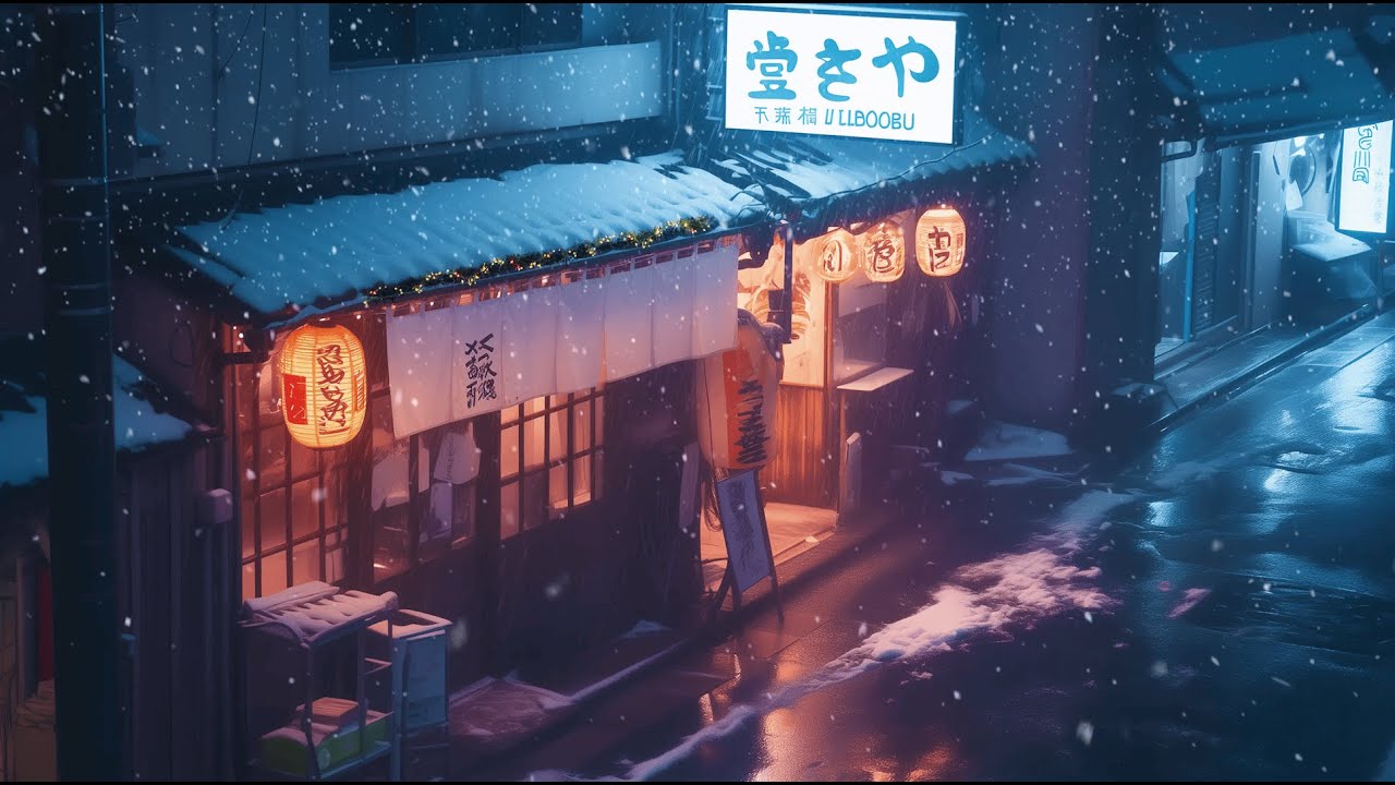 A quiet winter evening with falling snow ❄️ warm lofi sounds for focus and peaceful study