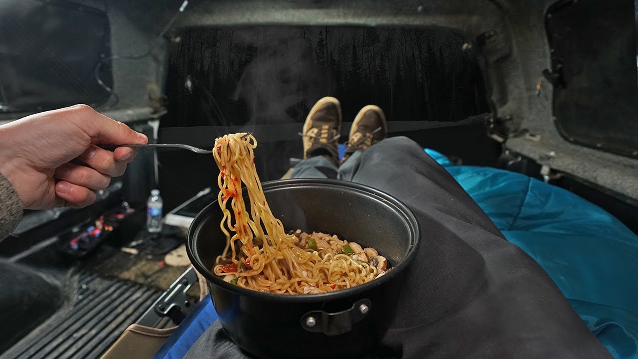 Cooking Gourmet Ramen Out of My Truck (Camping Meal)