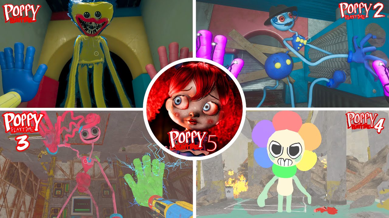 Poppy Playtime: Chapters 1, 2, 3, 4, 5 - All BOSSES and ENDINGS in BRIGHT Mode & Jumpscares #5