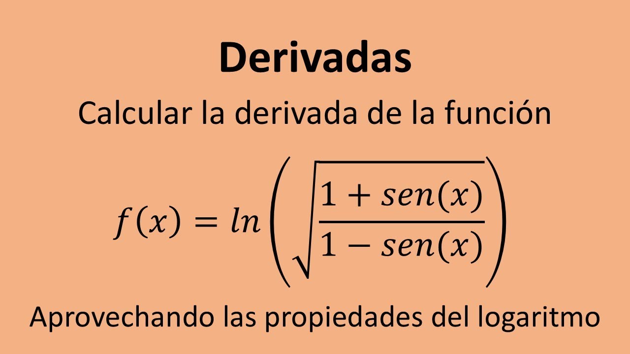 Cálculo de derivadas - Ejercicio  014 - Logaritmos y funciones trigonométricas, paso a paso