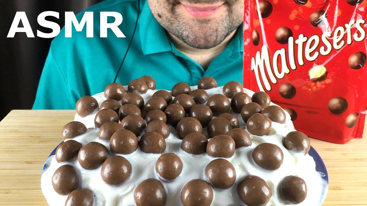 ASMR MALTESERS CHOCOLATE BALLS WITH ICE CREAM 몰티져스 빙수  먹방 (Eating Sounds) Mukbang *NO TALKING*