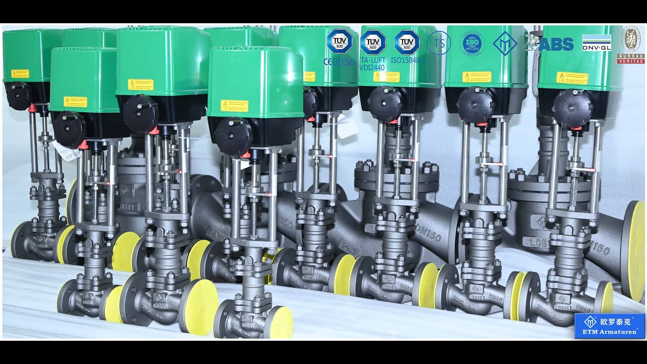 ETM Armaturen bellow sealed stop valve installed the original German brand electric actuators.