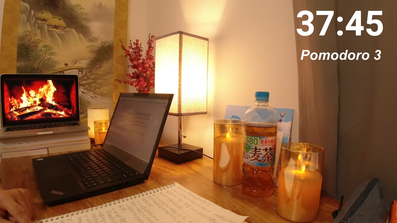 3 Hours Study With Me☀️ Work From Home 🎹 Soft Piano Background  🔥Fireplace pomodoro 50-10