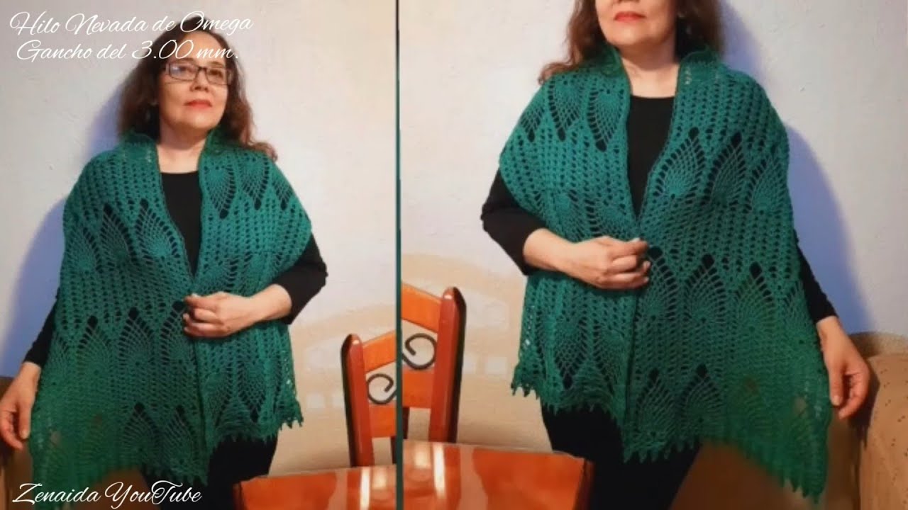 Rebozo Tejido con Piñas.Tejido Para Zurdos #zenaidaCrochet