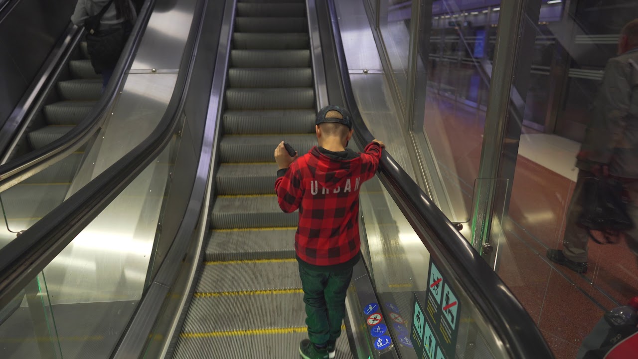 Sweden, train ride from Sundbyberg to Stockholm CIty, 3X escalator, 2X elevator