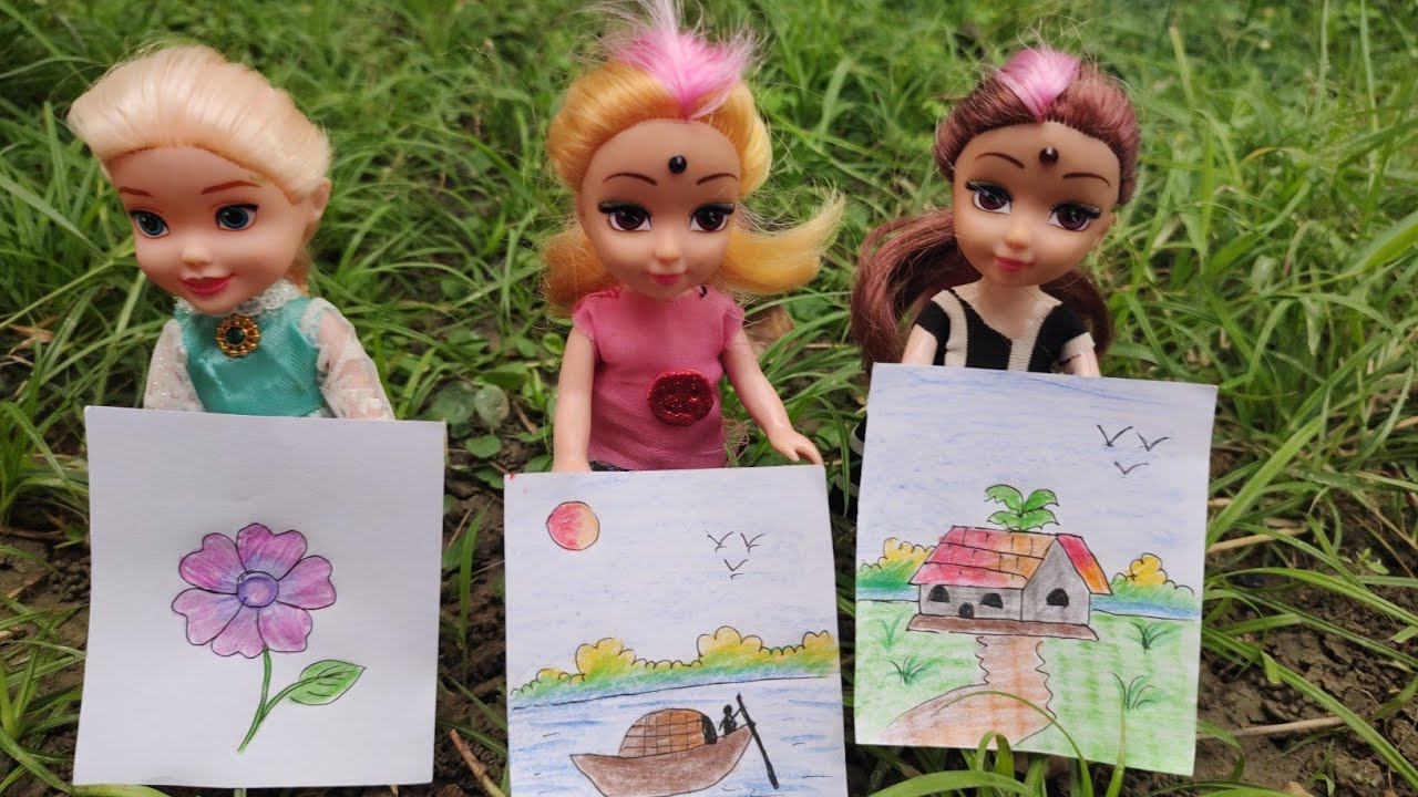Dolls Goes To Drawing Competition | পুতুলের অঙ্কন প্রতিযোগিতা | ঈশা ও রিয়া গেল আঁকার প্রতিযোগিতায়
