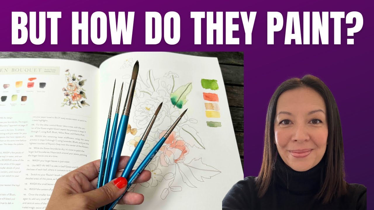 Comparing ROUND Cotman Winsor & Newton Watercolor Brushes |  Sizes 10, 6, 4, 1 and Rigger Size 0