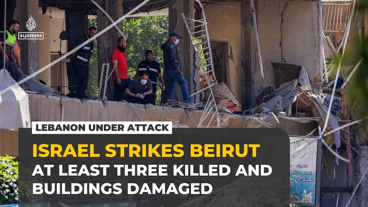 Aftermath of Israeli air attacks on Beirut&rsquo;s southern suburbs