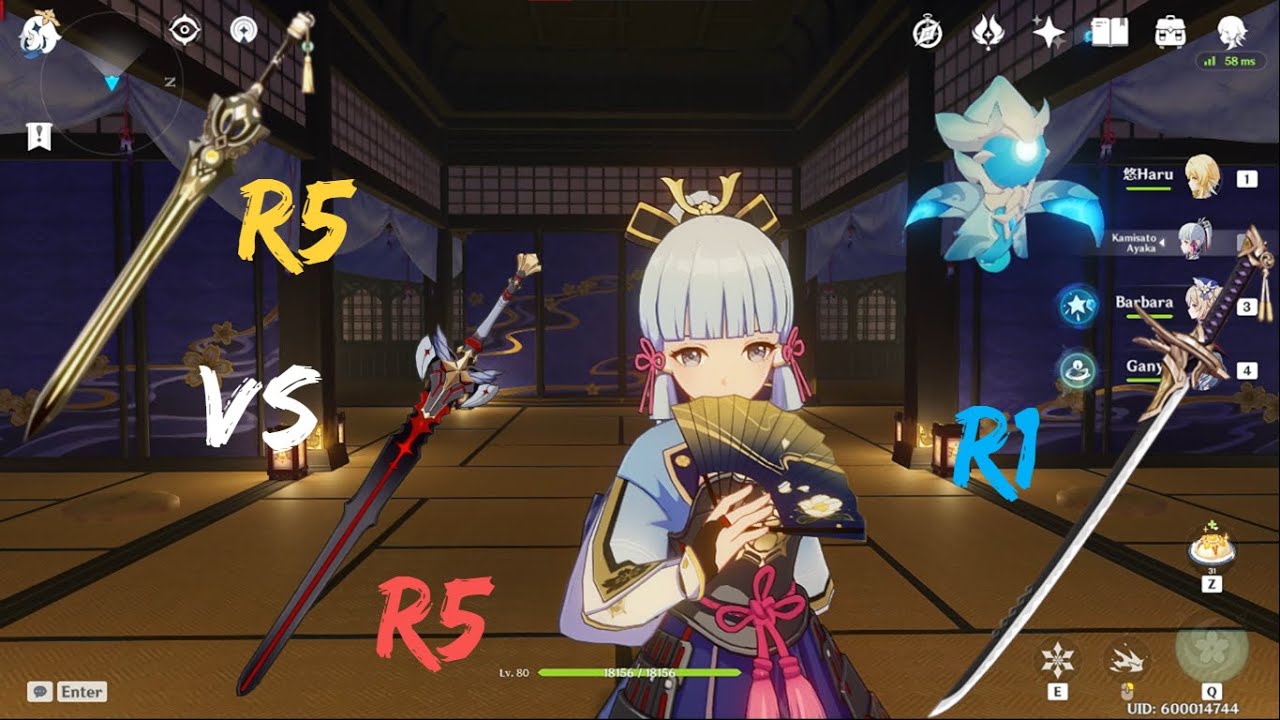 Ayaka: The Black Sword R5 vs Prototype Rancour R5 & Amenoma Kageuchi. Test. 神里綾華【Genshin Impact】【原神】