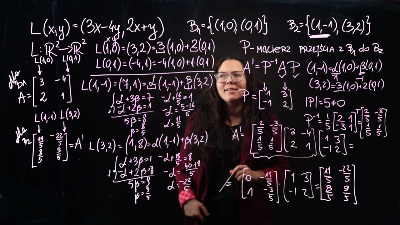 Macierz odwzorowania w nowej bazie - dwa sposoby #algebra #wms